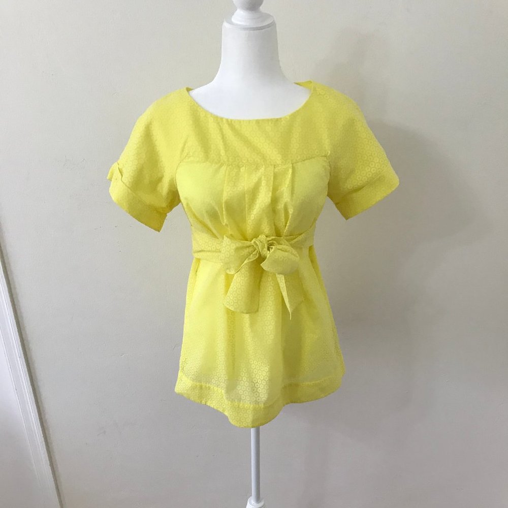 French Connection Yellow Tie Waist Top/Blouse
